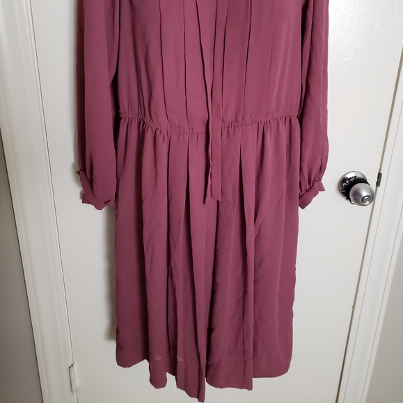 Jack Bryan Vtg Pleated  Ruffle neck tie Oversized Career Midi Dress - Picture 4 of 5